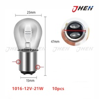 1016 12V 21W Dual Filament Bevel Base Bulb 10 Pcs in 1 Pack Fits Various Models 1016-12V-21W