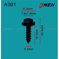 A301 Auto Body Screws 10 Pcs in 1 Pack Fits Toyota Models