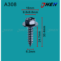 A308 Auto Body Screws 10 Pcs in 1 Pack Fits Toyota Models