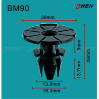 BM90 Car Trim Clips 10 Pcs in 1 Pack Fits BMW Models