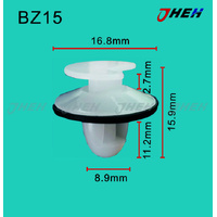 BZ15 Car Trim Clips 10 Pcs in 1 Pack Fits Peugeot Models