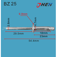 BZ25 Auto Blind Rivets 10 Pcs in 1 Pack Fits Peugeot Models