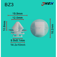 BZ3 Car Trim Clips 10 Pcs in 1 Pack Fits Peugeot Models