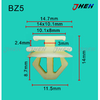 BZ5 Car Trim Clips 10 Pcs in 1 Pack Fits Peugeot Models