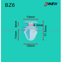BZ6 Car Trim Clips 10 Pcs in 1 Pack Fits Peugeot Models
