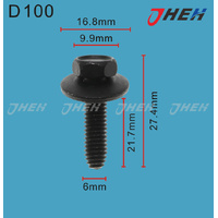 D100 Auto Body Screws 10 Pcs in 1 Pack Fits Nissan Models