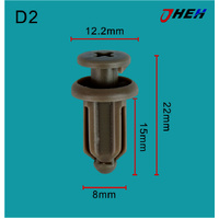 D2 Car Trim Clips 10 Pcs in 1 Pack Fits Nissan Models