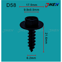 D58 Auto Body Screws 10 Pcs in 1 Pack Fits Nissan Models