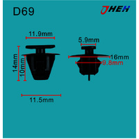 D69 Car Trim Clips 10 Pcs in 1 Pack Fits Nissan Models
