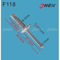 F118 Auto Blind Rivets 5 Pcs in 1 Pack Fits Ford Models