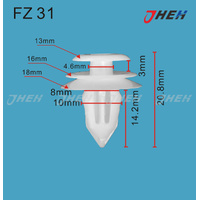 FZ31 Car Trim Clips 20 Pcs in 1 Pack Fits Various Models