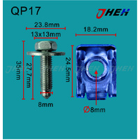 JP17B Auto U-Clip Nuts 10 Pcs in 1 Pack Fits Various Models