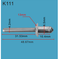 K111 Auto Blind Rivets 10 Pcs in 1 Pack Fits Cadillac &amp; Chrysler Models