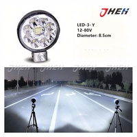 12-80V DC LED Work Spotlight Round Diameter 85mm 12 Light Bulbs LED-3-Y