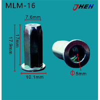 MLM16 Auto Rivet Nuts 5 Pcs in 1 Pack Fits Various Models