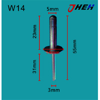 W14 Auto Blind Rivets 10 Pcs in 1 Pack Fits Volvo Models